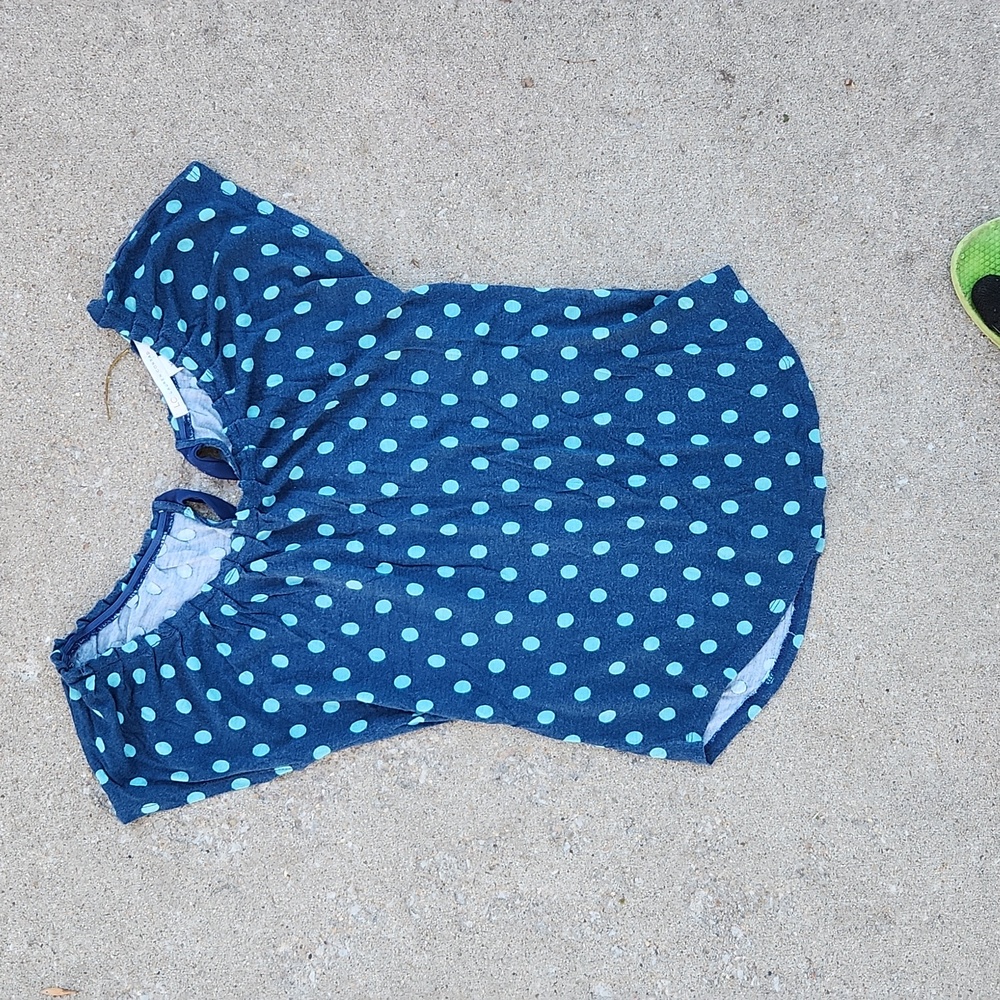 Lauren Conrad Polka Top Shirt Blue Bow Back Keuhole Girly Aqua